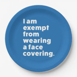 Vrijgesteld van het dragen van een gezichtsbedekki papieren bordje