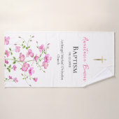 Vrijgevochten Roze Bloemen Orthodoxe doop Gift Badhanddoek (Badhanddoek)