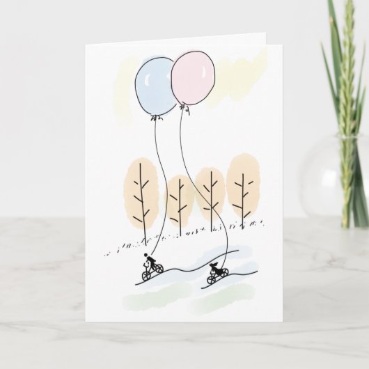 Vrijgevochten stel op een fietsevenntuur samen feestdagen kaart (Voorkant)