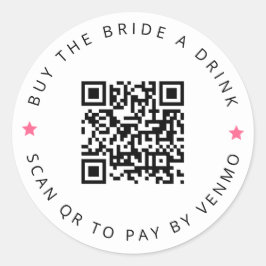 Vrijgezelle Koop De Bruid Een Drankje Roze QR Code Ronde Sticker