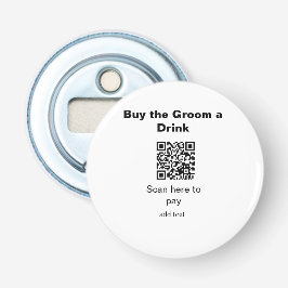 vrijgezellen QR-scan om bruidegom een drankje te b Button Flesopener