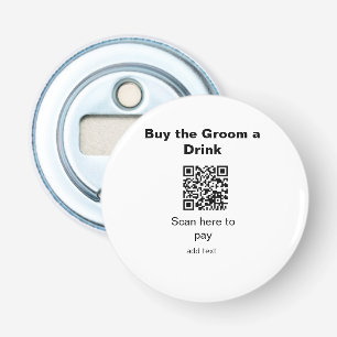 vrijgezellen QR-scan om bruidegom een drankje te b Button Flesopener