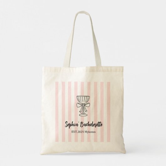 Vrijgezellendag Roze Strepen | Gepersonaliseerd Tote Bag (Achterkant)