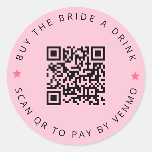 Vrijgezellendame Koop De Bruid Een Drink Pink QR C Ronde Sticker (Voorkant)