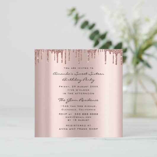 Vrijgezellenfeest - 16e druppelaar - Roos - hart Kaart (Staand voorkant)