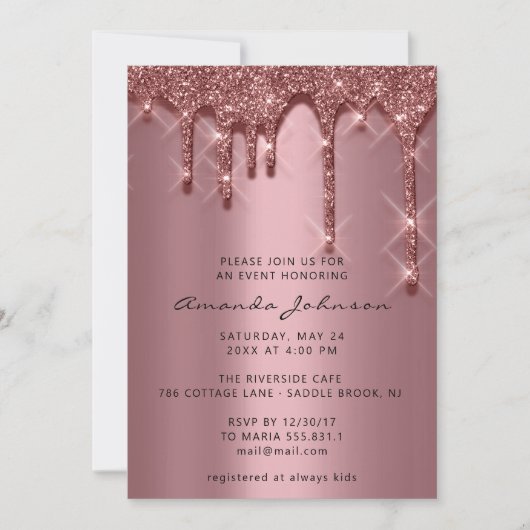 Vrijgezellenfeest 16e Gold 3D Drip Roos Kaart (Voorkant)