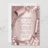 Vrijgezellenfeest 16e Roos 3D Glitter Pink Kaart (Voorkant)