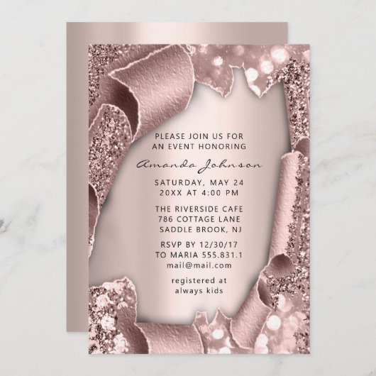 Vrijgezellenfeest 16e Roos 3D Glitter Pink Kaart (Voorkant / Achterkant)