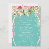 Vrijgezellenfeest 16e roze roze Florals Aqua Kaart (Voorkant)