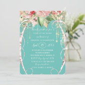 Vrijgezellenfeest 16e roze roze Florals Aqua Kaart (Staand voorkant)