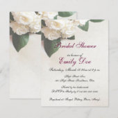 Vrijgezellenfeest Aanpassen White Roses Invitation Kaart (Voorkant / Achterkant)