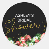 Vrijgezellenfeest Aardbeien en bloemen Ronde Sticker (Voorkant)