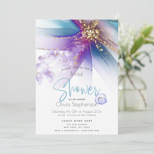 VRIJGEZELLENFEEST | Abstracte alcoholinkt Blauwgro Kaart (Staand voorkant)