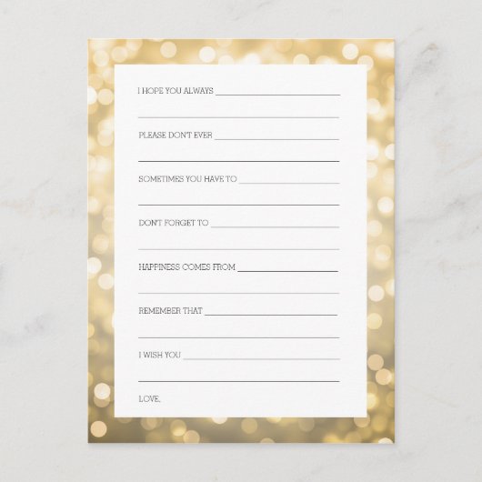 Vrijgezellenfeest Advice Kaarten Gold Glitter Ligh (Voorkant)