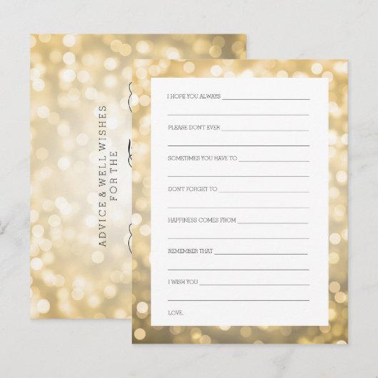 Vrijgezellenfeest Advice Kaarten Gold Glitter Ligh (Voorkant / Achterkant)