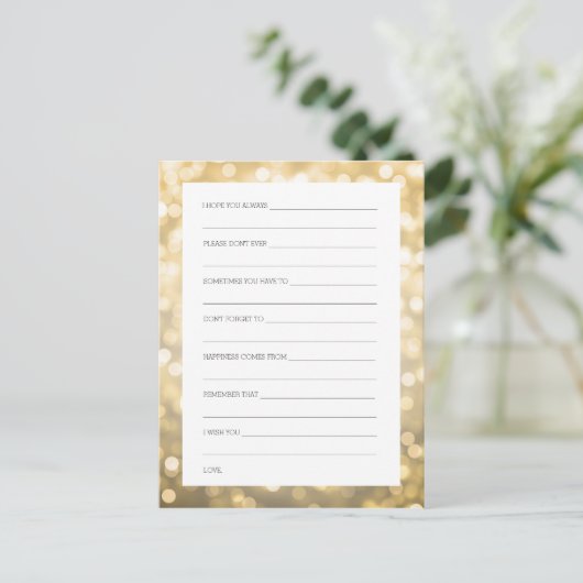 Vrijgezellenfeest Advice Kaarten Gold Glitter Ligh (Staand voorkant)