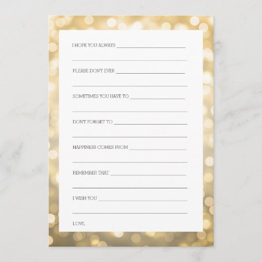 Vrijgezellenfeest Advice Kaarten Gold Glitter Ligh (Voorkant)