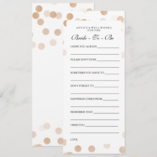 Vrijgezellenfeest Advies Kaarten Koperen Folie Gli (Voorkant / Achterkant)