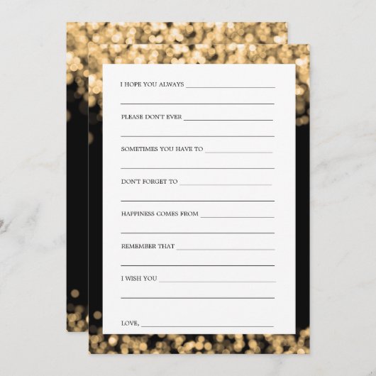 Vrijgezellenfeest Adviezenkaarten Gold Lights Kaart (Voorkant / Achterkant)