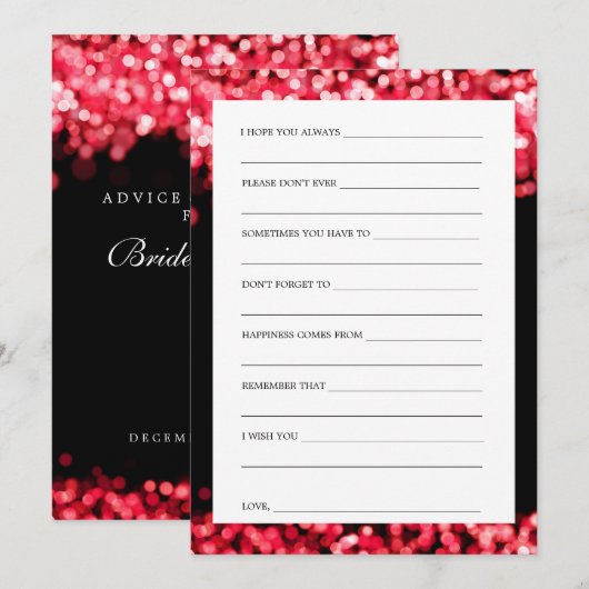 Vrijgezellenfeest Adviezenkaarten Rood licht Advieskaart (Voorkant / Achterkant)