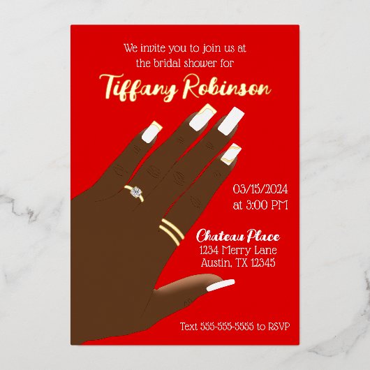 Vrijgezellenfeest Afro-Amerikaans Real Folie Uitnodiging (Voorkant)