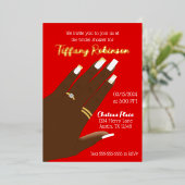 Vrijgezellenfeest Afro-Amerikaans Real Folie Uitnodiging (Staand Voorkant)