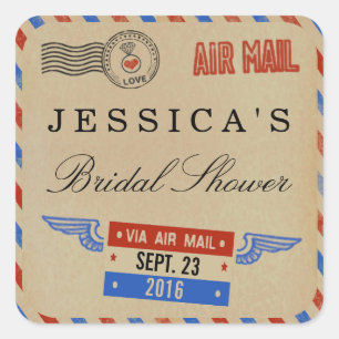  Vrijgezellenfeest Airmail Vierkante Sticker