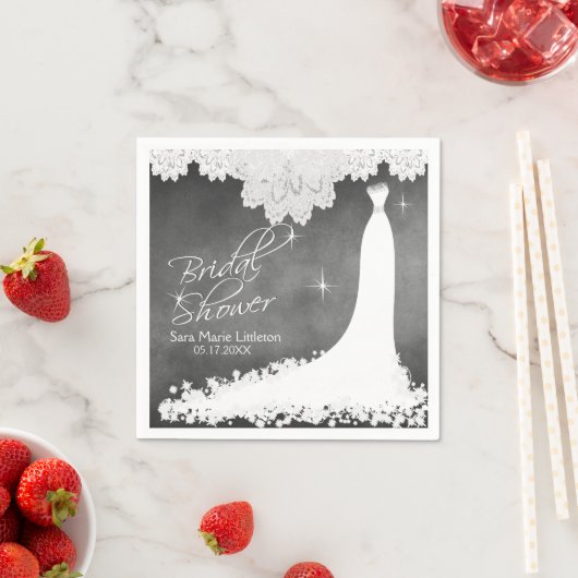 Vrijgezellenfeest-alkbord met witte kant en gans servetten (Insitu)