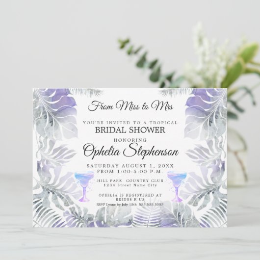 Vrijgezellenfeest Amethyst Tropische Bladerige Wat Kaart (Staand voorkant)