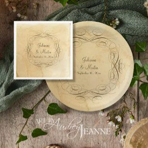 Vrijgezellenfeest Antiek  kalligrafie wervelingen Servet