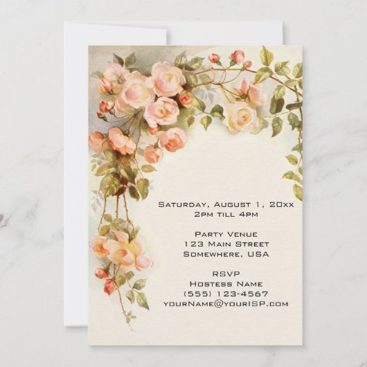  Vrijgezellenfeest Antiek Rozen Bloemen Bloemen Bl Kaart (Achterkant)