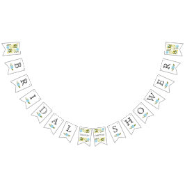 Vrijgezellenfeest aqua en goudbloemen bruiloft vlaggetjes