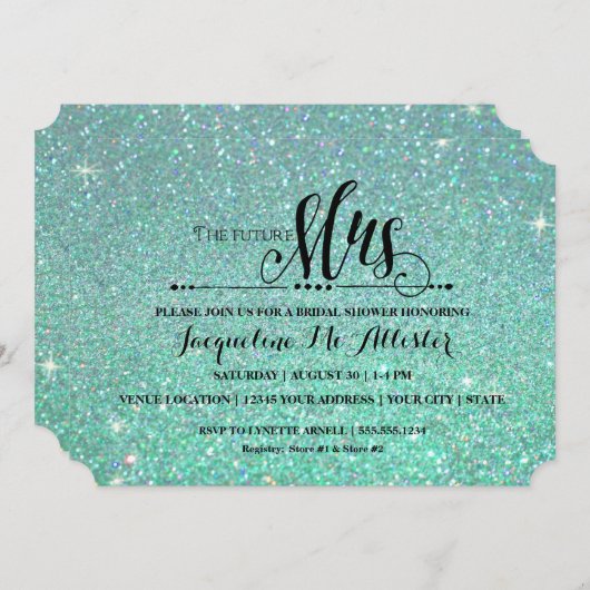 Vrijgezellenfeest Aqua Glitter Future Mrs Modern F Kaart (Voorkant / Achterkant)