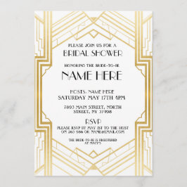 vrijgezellenfeest Art Deco 1920 - Gold Party Invit Kaart