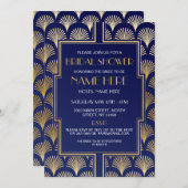 vrijgezellenfeest Art Deco 1920: Navy and Gold Par Kaart (Voorkant / Achterkant)