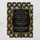 vrijgezellenfeest Art Deco 1920: Zwarte en Gold Pa Kaart (Voorkant / Achterkant)