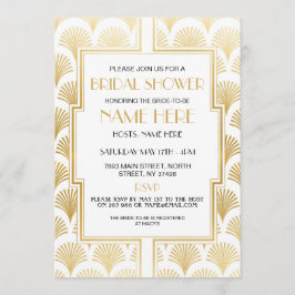 Vrijgezellenfeest Art Deco 1920's White and Gold P Kaart