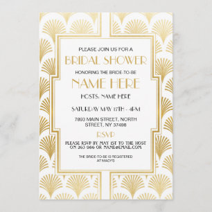 Vrijgezellenfeest Art Deco 1920's White and Gold P Kaart