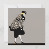  Vrijgezellenfeest Art Deco Vrouw Luipaard Kaart (Achterkant)