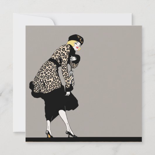  Vrijgezellenfeest Art Deco Vrouw Luipaard Kaart (Achterkant)