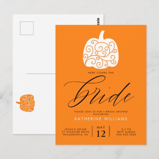 VRIJGEZELLENFEEST | Autumn Pumpkin-Briefkaart Briefkaart (Voorkant / Achterkant)