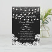 Vrijgezellenfeest Baby's Breath Modern Black Glitt Kaart (Staand voorkant)