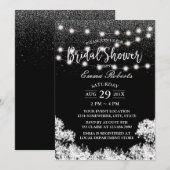 Vrijgezellenfeest Baby's Breath Modern Black Glitt Kaart (Voorkant / Achterkant)