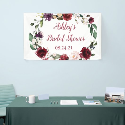 Vrijgezellenfeest Banner Fabric Floral Maroon (Beurs)