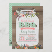 Vrijgezellenfeest BBQ Mason Jar Invitation Kaart (Voorkant / Achterkant)