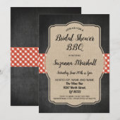 Vrijgezellenfeest BBQ Nodig Red Gingham Burlap uit Kaart (Voorkant / Achterkant)