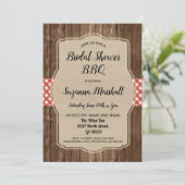 vrijgezellenfeest BBQ nodigt Red Gingham Burlap ui Kaart (Staand voorkant)