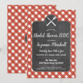 vrijgezellenfeest BBQ nodigt Red Gingham Chalk uit Kaart (Voorkant / Achterkant)