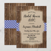 Vrijgezellenfeest BBQ Uitnodiging Gingham Burlap (Voorkant / Achterkant)