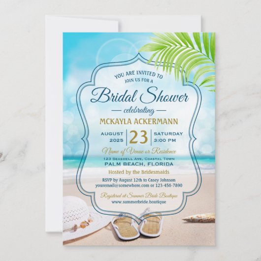 Vrijgezellenfeest Beach Bruiloft Pet Palm Leaf Sea Kaart (Voorkant)